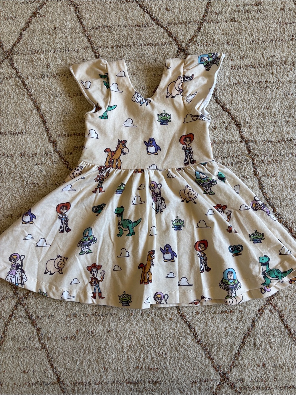 Kids Toy Story Cream Character Print Dress